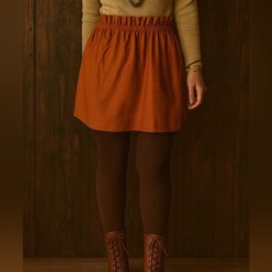 Zara Orange Mini Paperbag Waist Stretch Mini Skirt Size Small